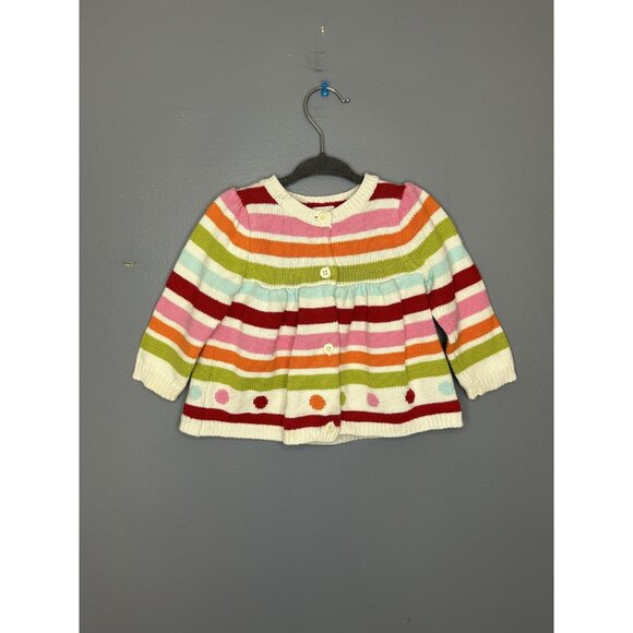 Gymboree Sweater Girls 6-12 Months Multicolor Striped Button Cardigan Knit 2012 - Picture 1 of 10